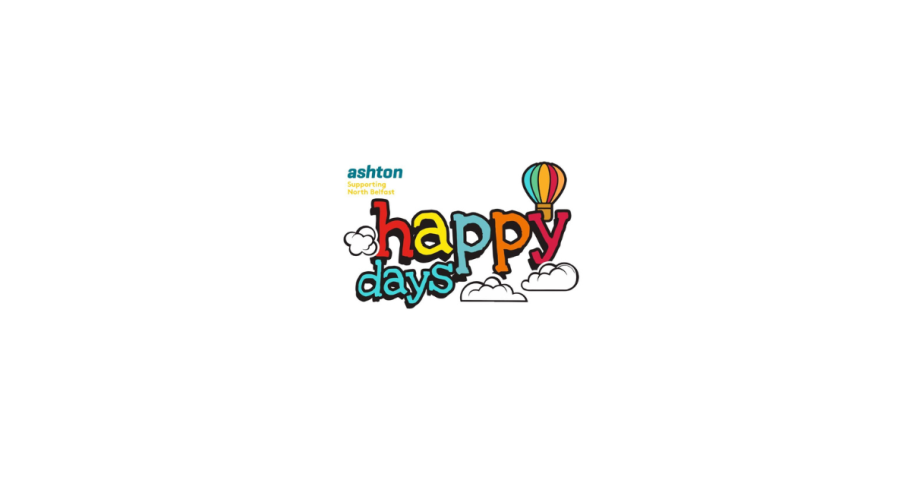 Colourful text reading "Happy Days" with a balloon graphic.